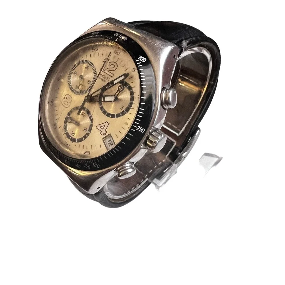 Vintage Men's Swatch‎ Irony Chronograph Watch 4 Jewels V8 Swiss Made Patented WR